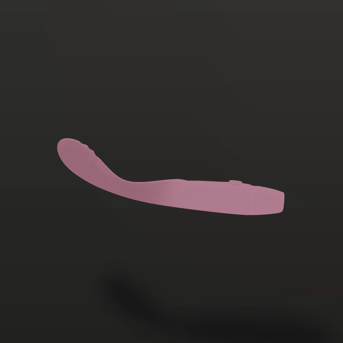Vibrador ponto G LY011 em perfil horizontal com a curvatura da ponta em destaque