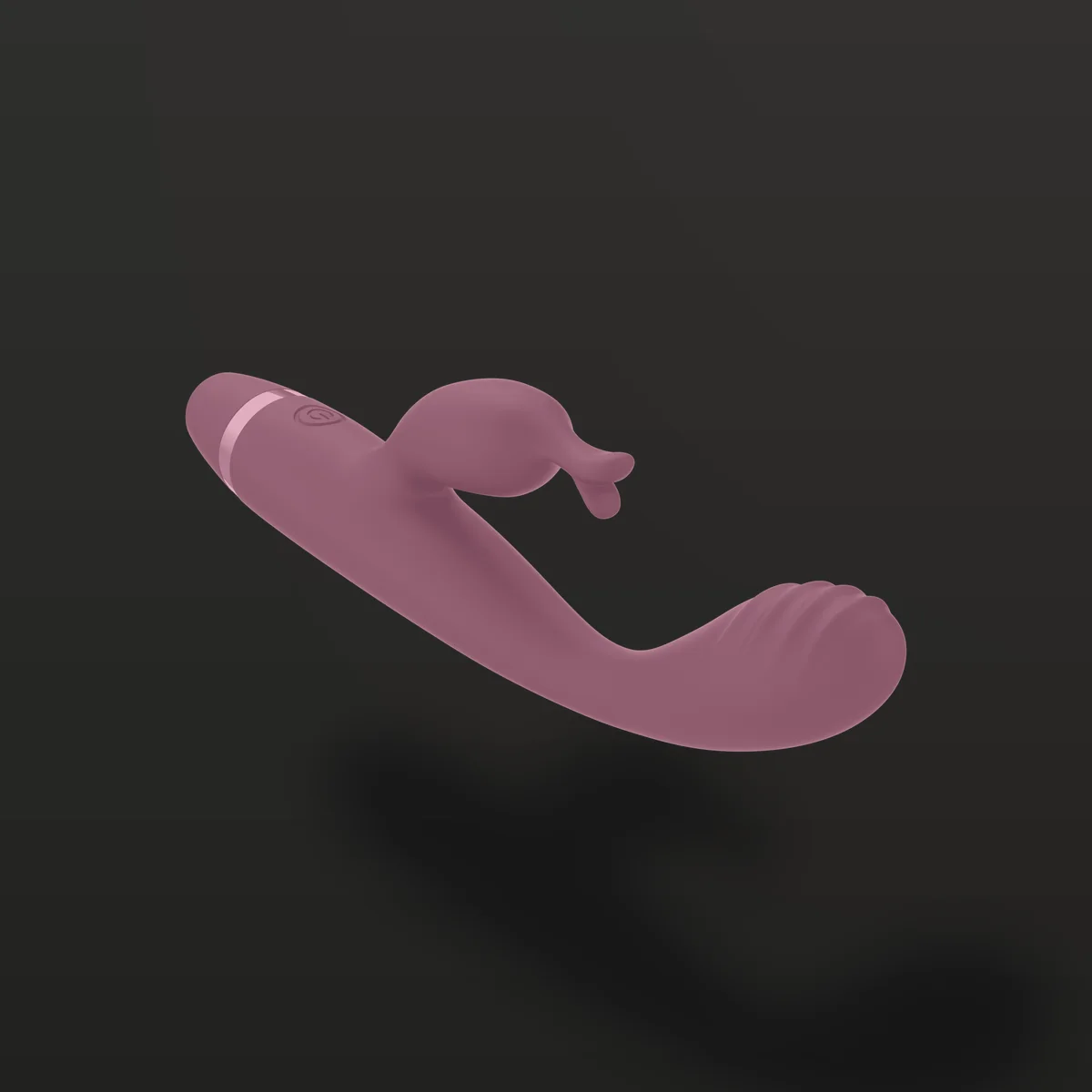 Vibrador rabbit LY022 deitado em diagonal: dupla estimulação com dois motores e corpo de silicone