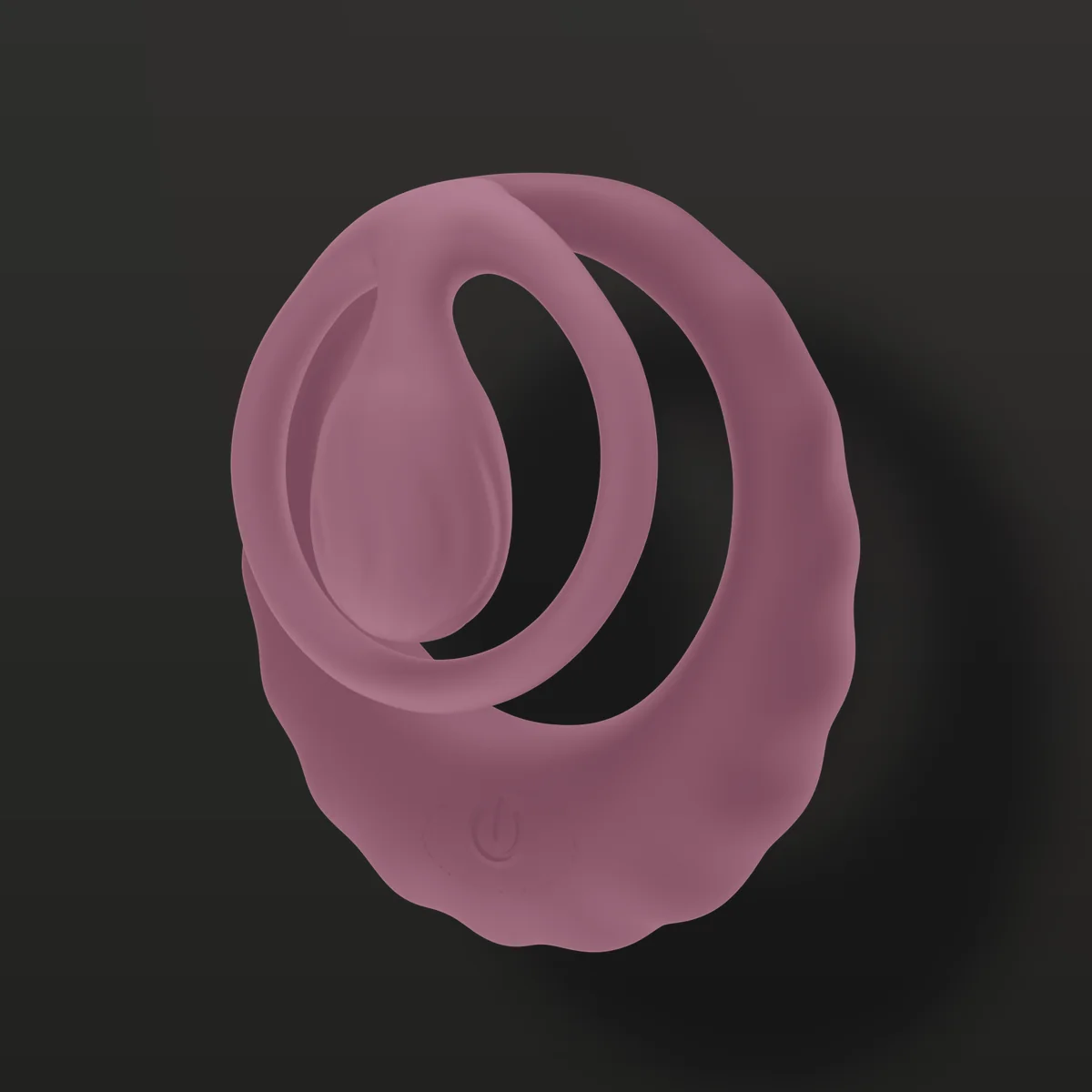 Anel peniano vibrador LY026 em pé: argola frontal com bulbo vibratório sobre a argola de base